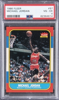 1986-87 Fleer #57 Michael Jordan Rookie Card - PSA VG-EX 4